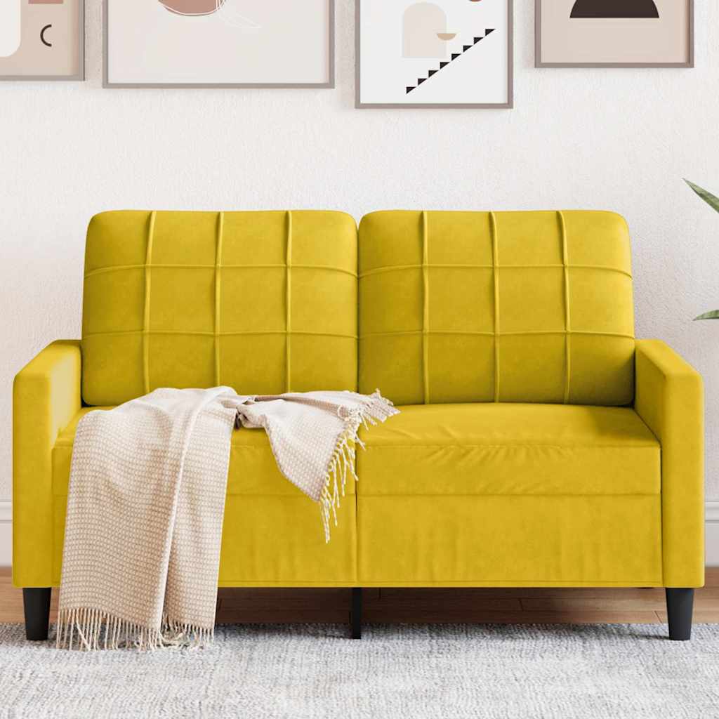 Sofá de 2 lugares veludo 120 cm amarelo