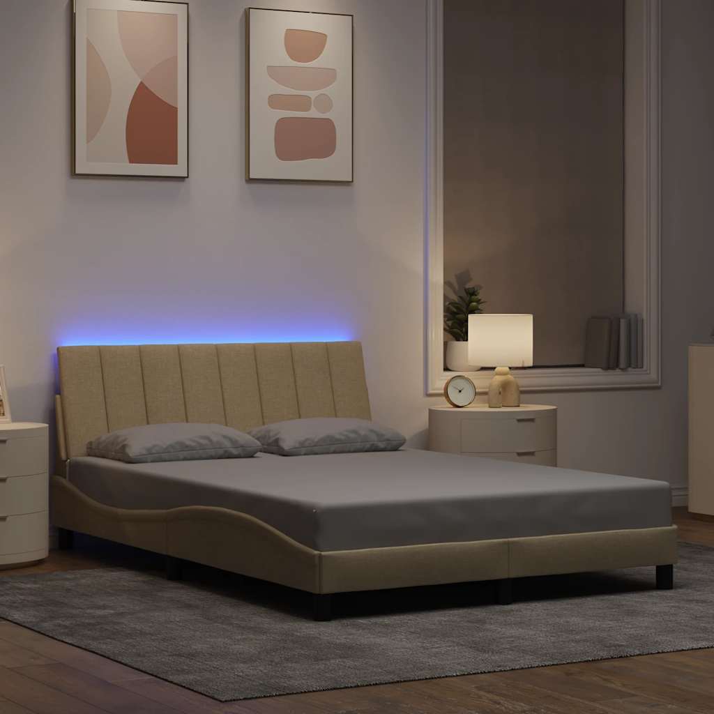 Estrutura de cama sem colchão hanko 140x200 cm tecido cor creme