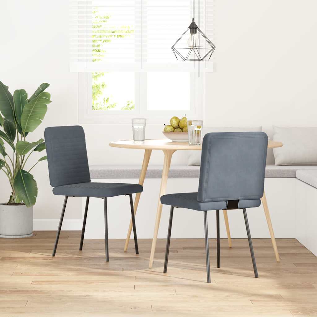 Cadeiras de jantar 2 pcs veludo cinzento-escuro