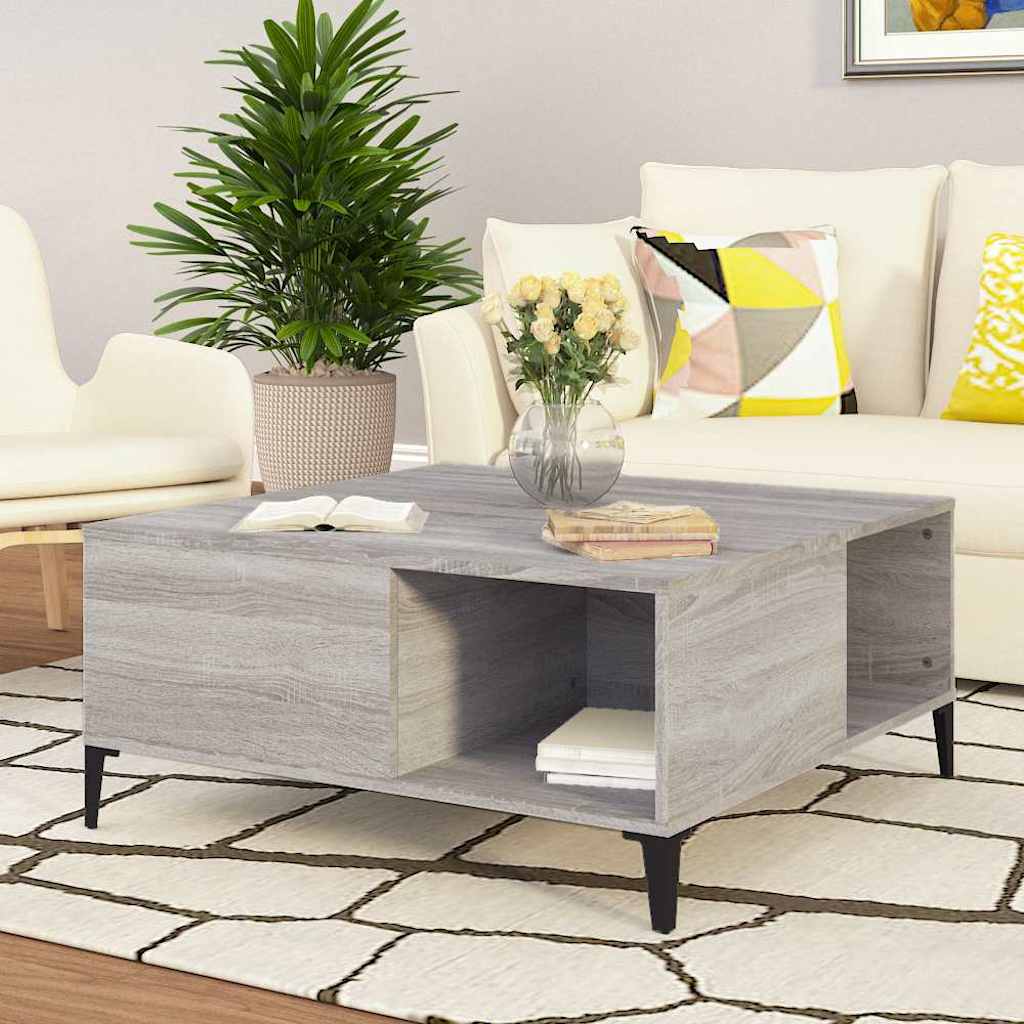 Mesa de centro 80x80x36,5 cm derivados madeira cinzento sonoma