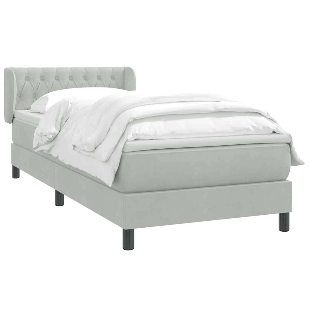 Cama com molas/colchão cinzento-claro 80x210 cm veludo