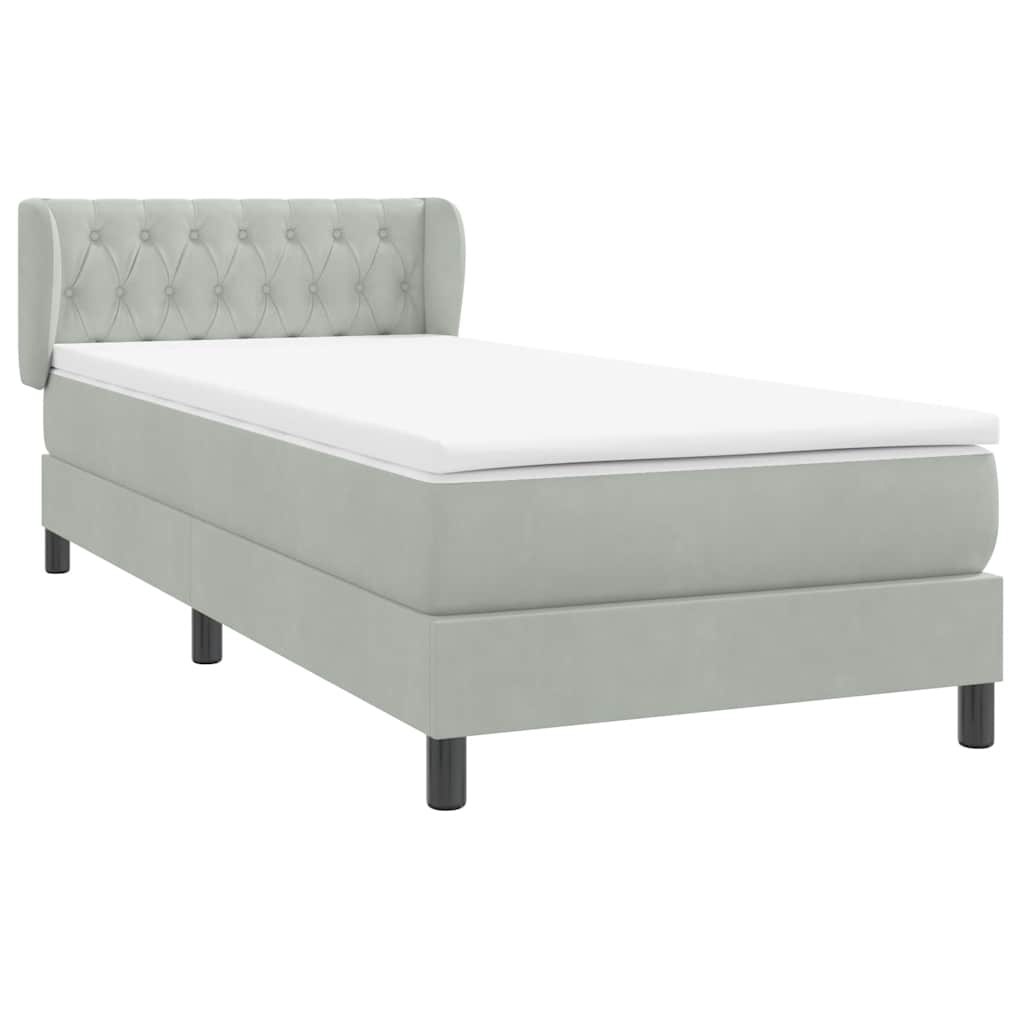 Cama com molas/colchão cinzento-claro 80x210 cm veludo