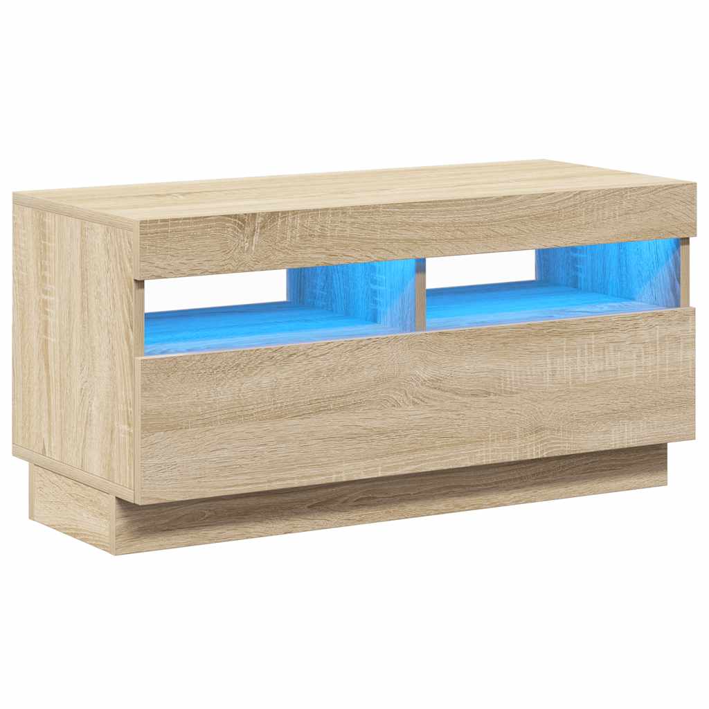 Móvel de TV com luzes LED 80x35x40 cm carvalho sonoma