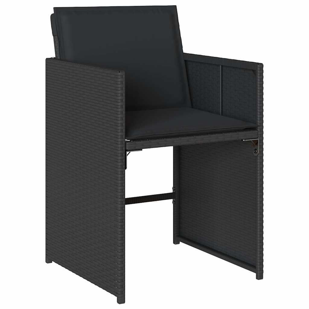 15 Pcs conjunto de jantar p/jardim com almofadões vime PE preto