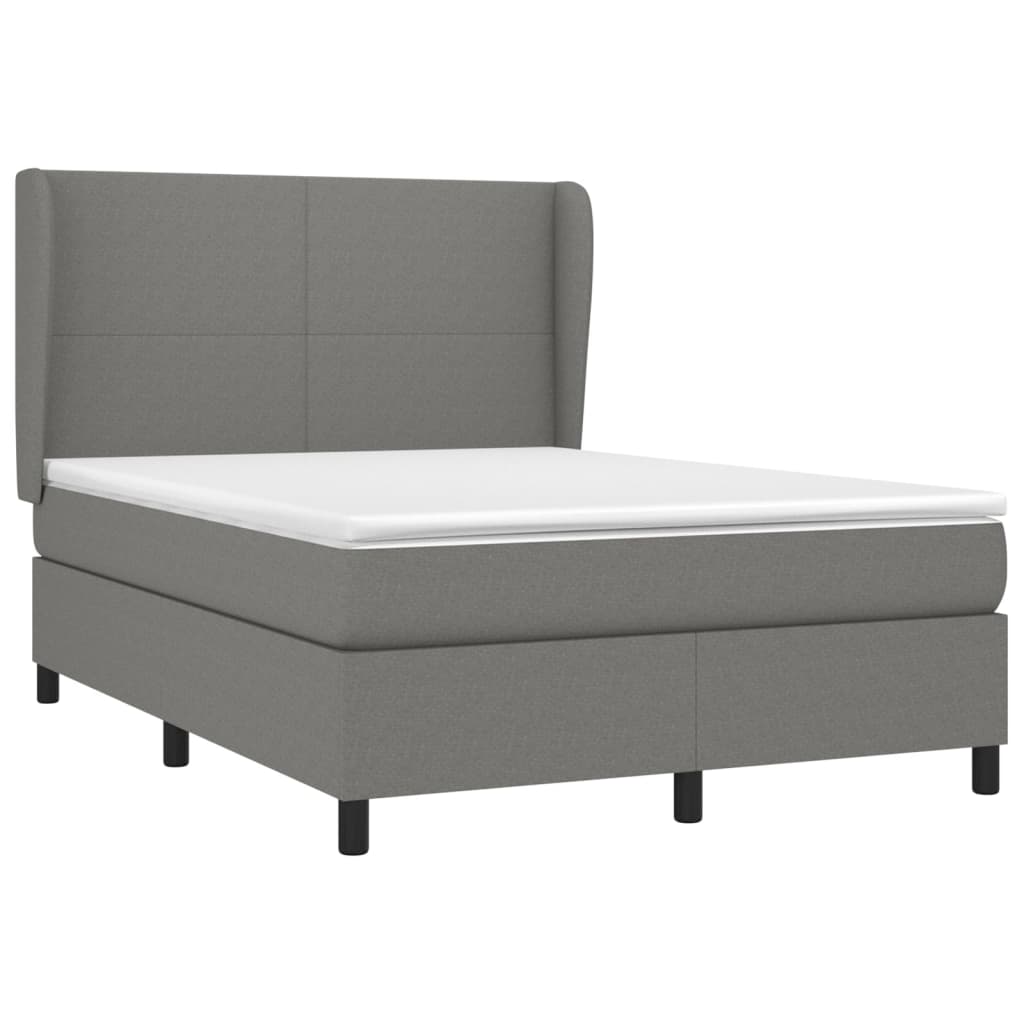 Cama com molas/colchão 140x190 cm tecido cinzento-escuro