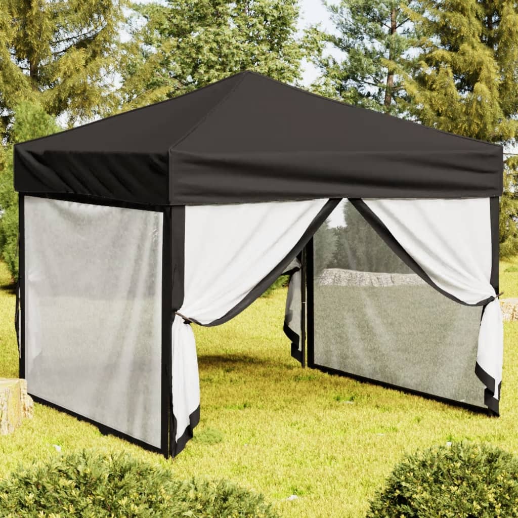Tenda para festas dobrável com paredes laterais 3x3 m preto