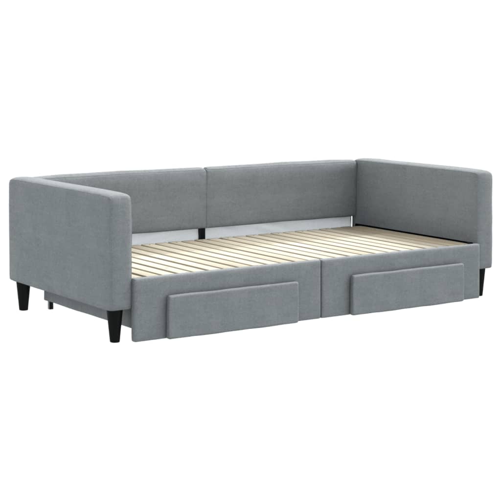 Sofá-cama c/ gavetão e gavetas 100x200 cm tecido cinzento-claro