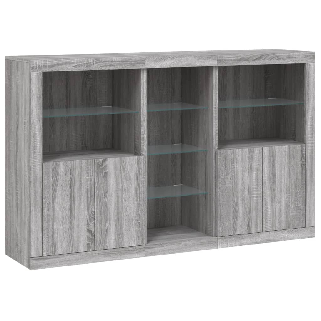 Aparador com luzes LED 162x37x100 cm cinzento sonoma