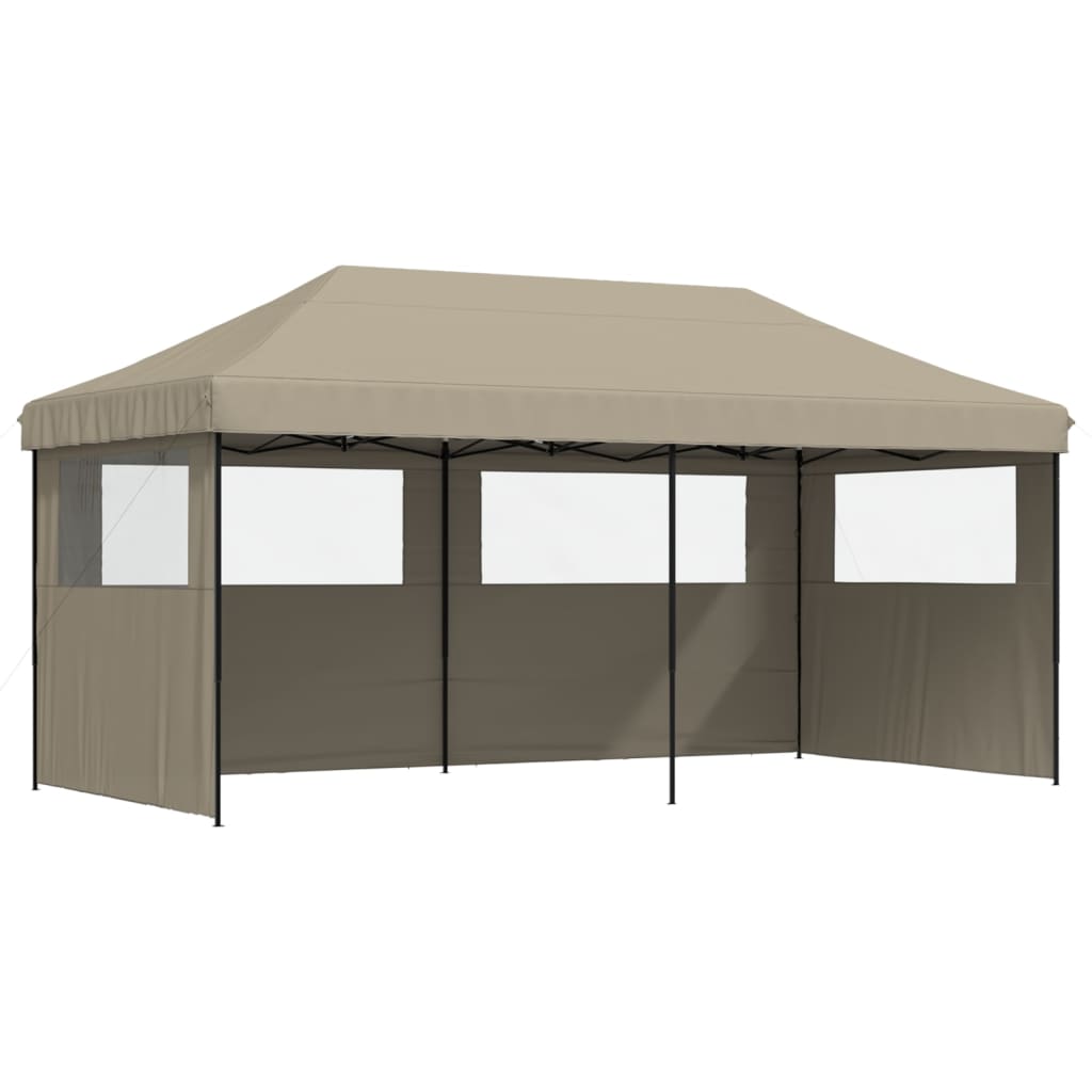 Tenda p/ festas pop-up dobrável c/ 3 paredes cinza-acastanhado
