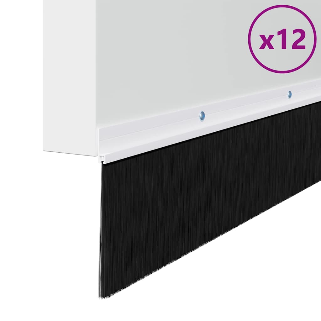Selos de escovas para porta com parafuso 12 unid. branco 100 cm