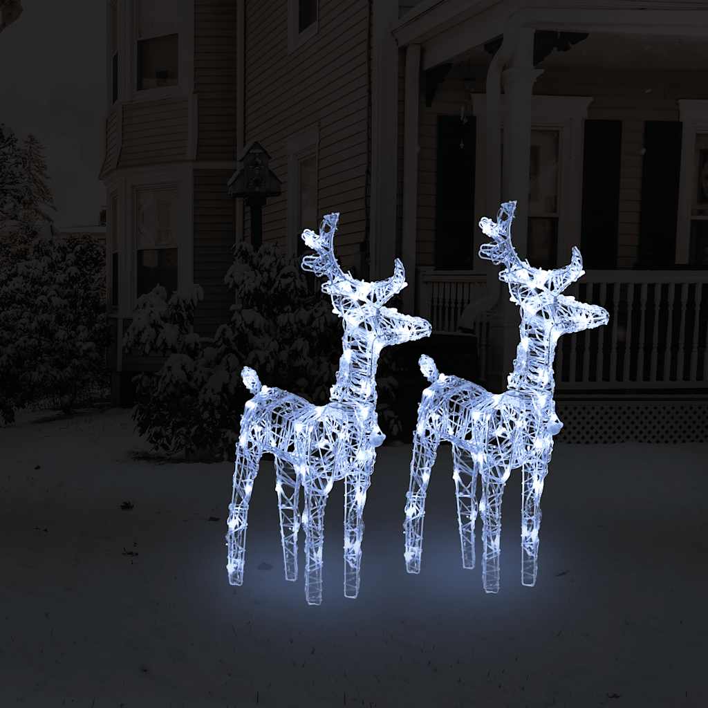 Renas de natal 2 pcs 80 luzes LED acrílico branco frio