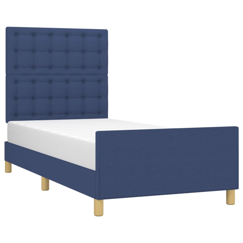 Estrutura de cama sem colchão 100x200 cm tecido azul