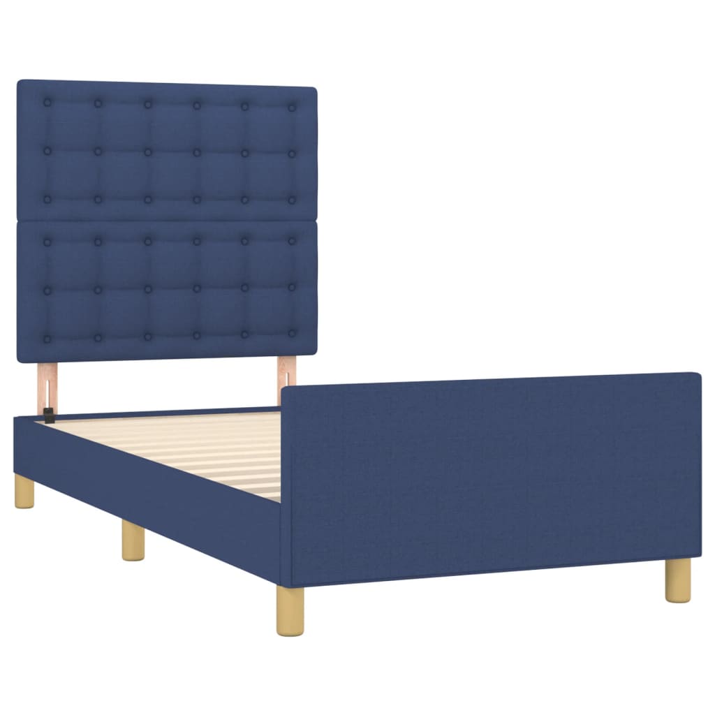 Estrutura de cama sem colchão 100x200 cm tecido azul