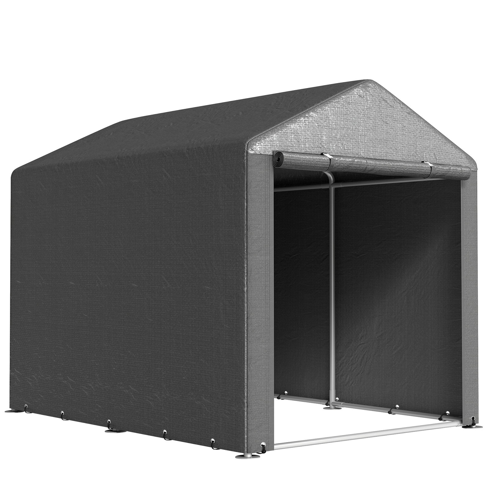 Abrigo para ferramentas bicicletas e motos 1,6x2,2x1,7 cm garagem portátil com 2 habitações cinza escuro