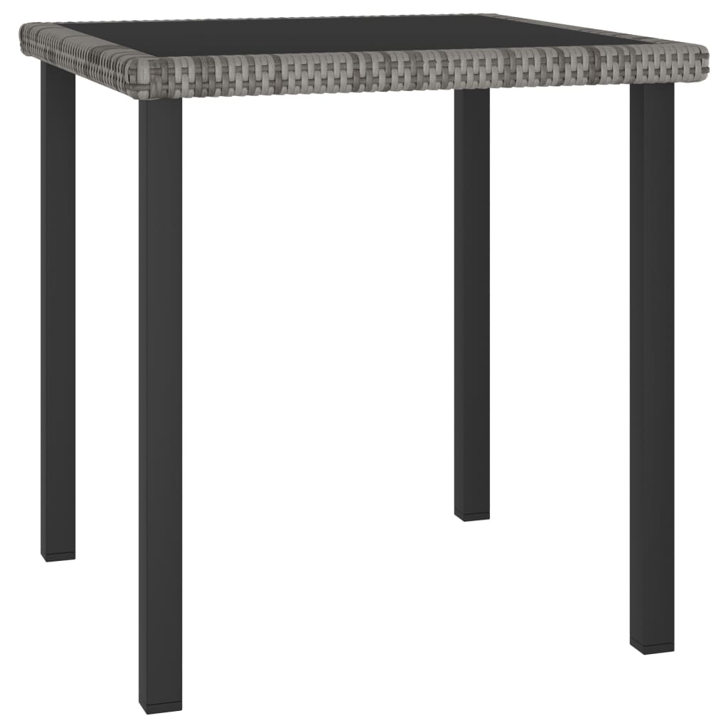 5 Pcs conjunto de jantar para jardim vime PE cinzento