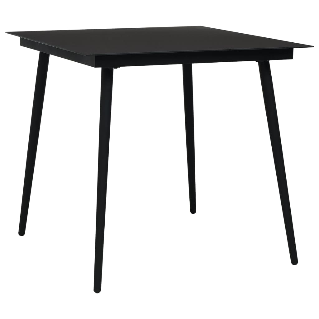 3 Pcs conjunto de jantar para exterior vime de PVC preto
