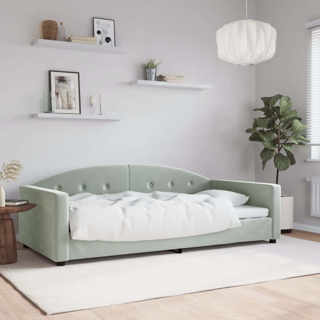 Sofá-cama 100x190 cm veludo cinzento-claro