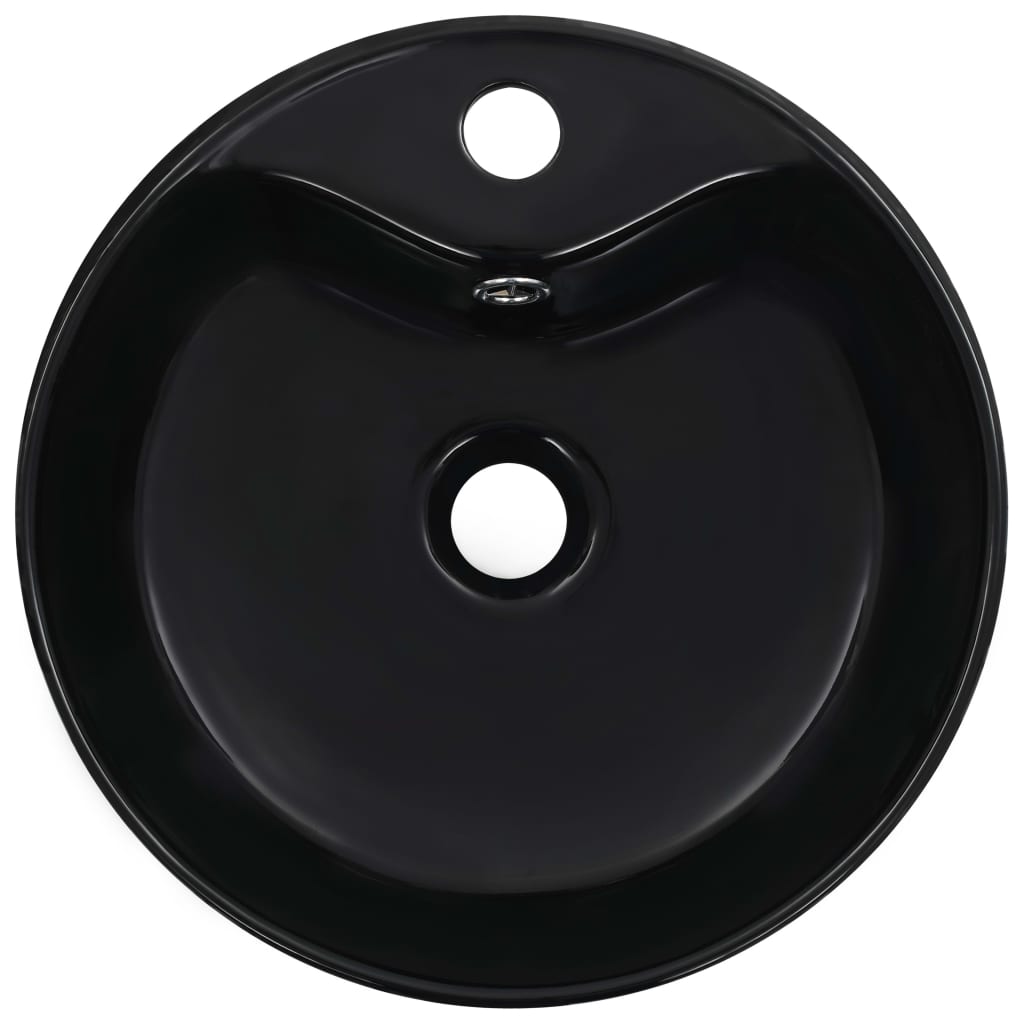 Lavatório com extravasamento 36x13 cm cerâmica preto