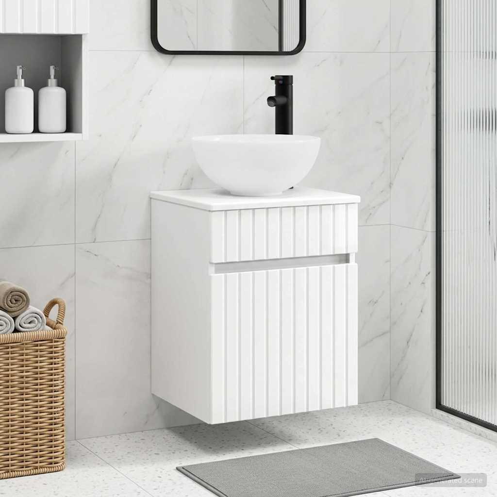 Vanidade de pia de parede branco brilhante 39 x 41 x 64,5 cm