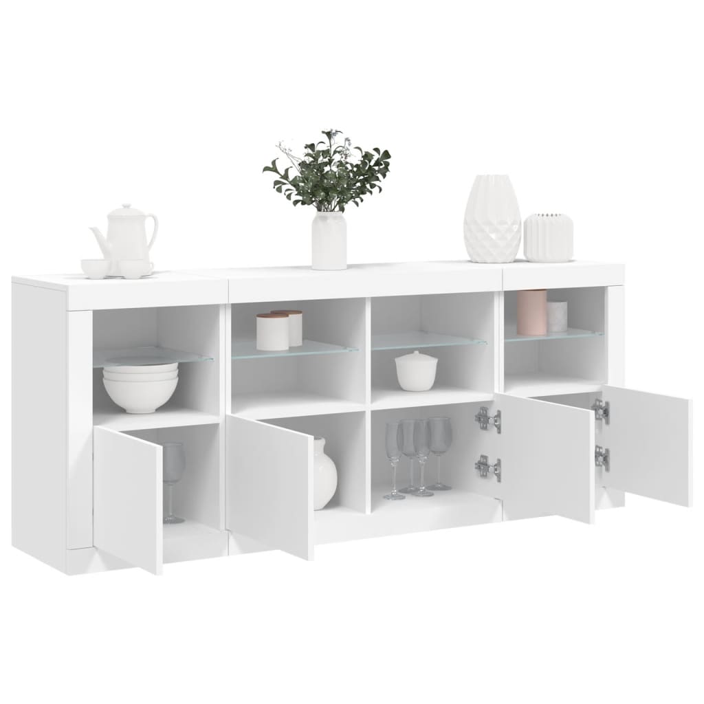 Aparador com luzes LED 163x37x67 cm branco