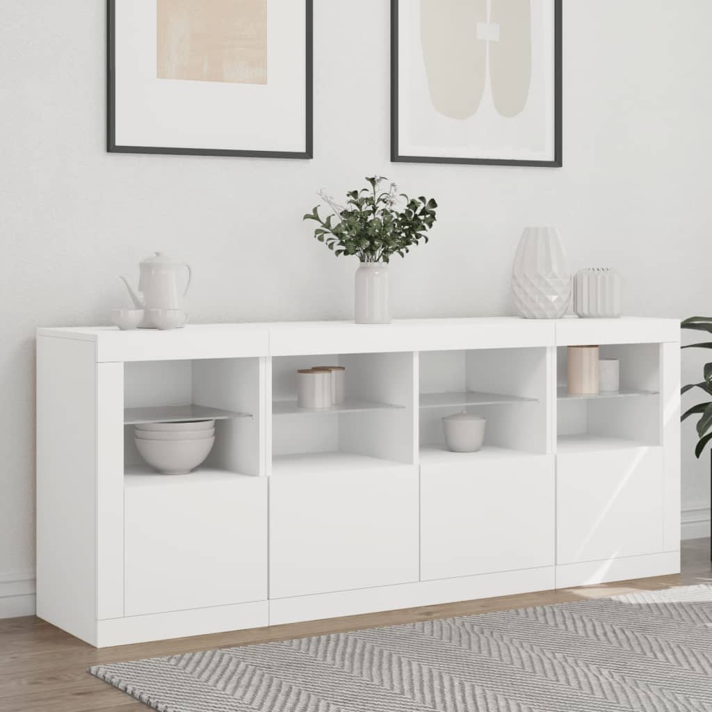 Aparador com luzes LED 163x37x67 cm branco