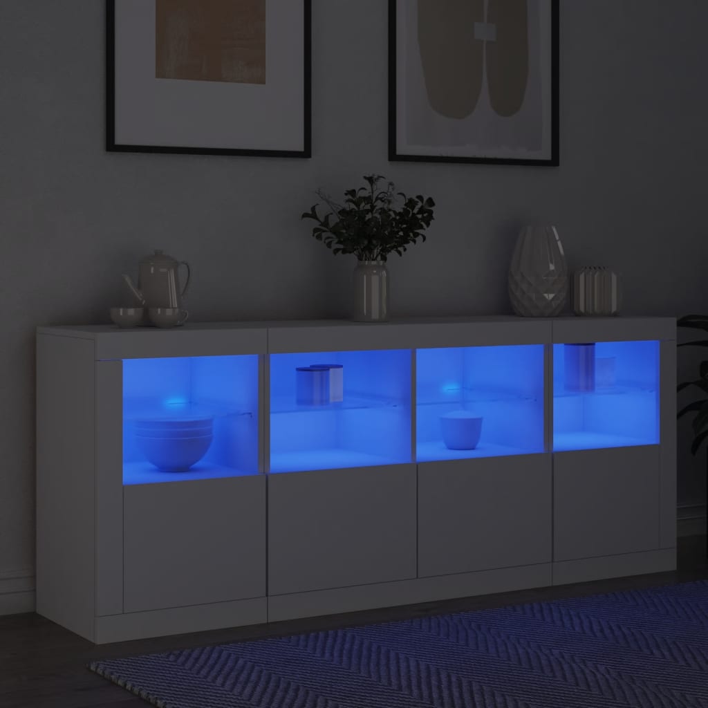 Aparador com luzes LED 163x37x67 cm branco