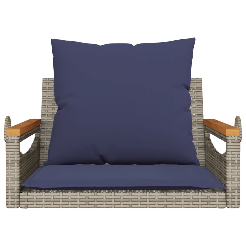 Banco baloiço com almofadões 63x62x40 cm vime PE cinzento