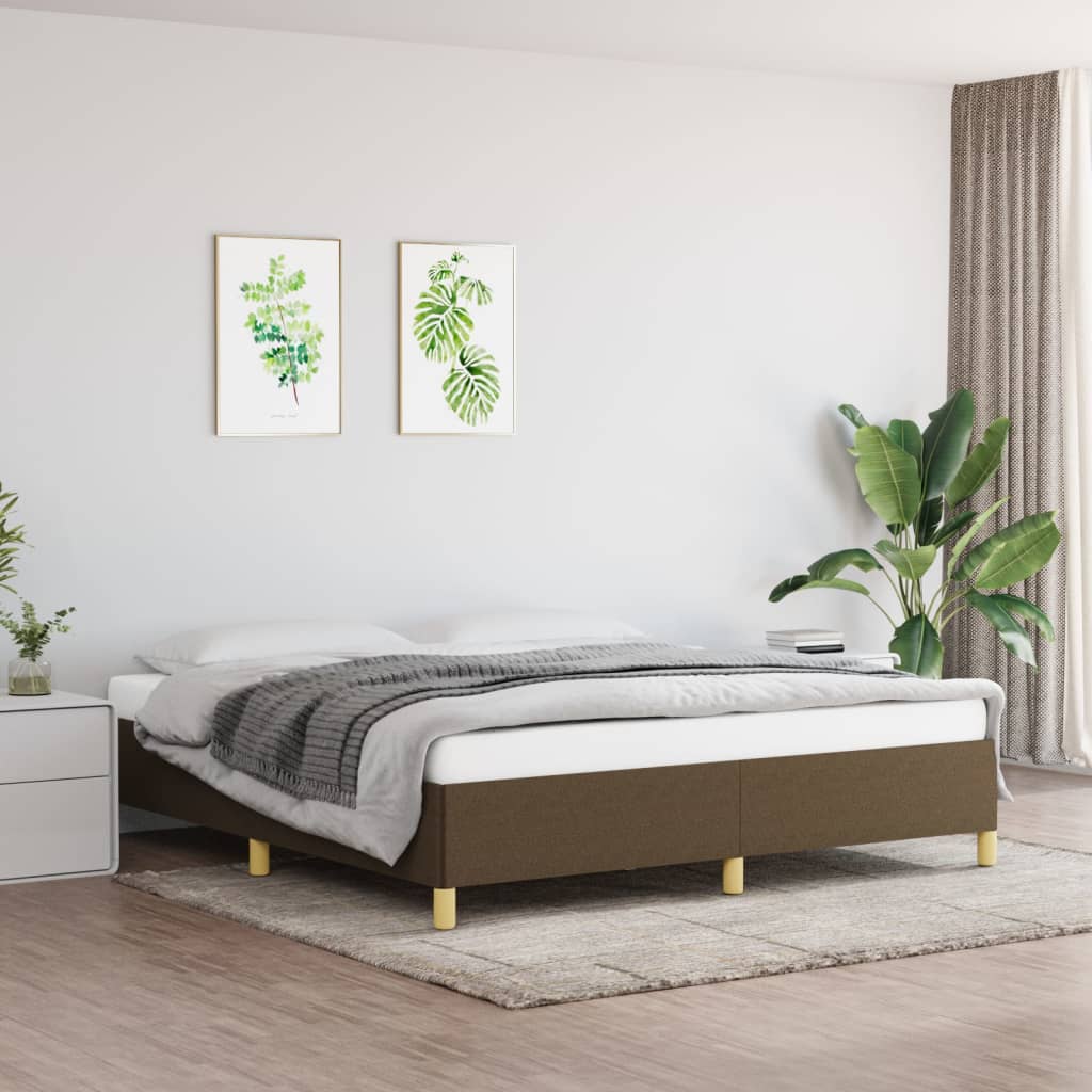 Estrutura de cama com molas 160x200 cm tecido castanho-escuro