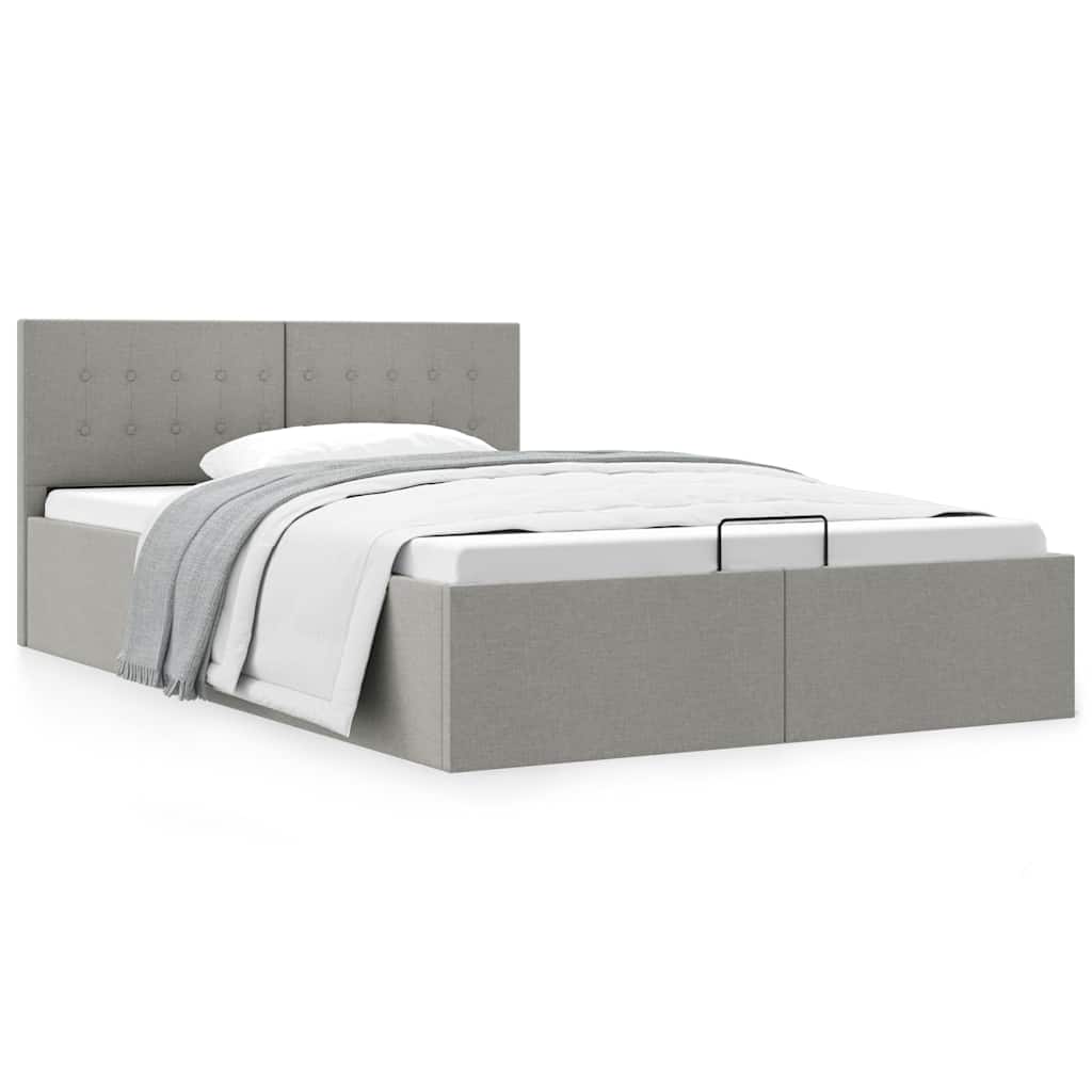Cama hidráulica c/ arrumação 120x200cm tecido cinza-claro