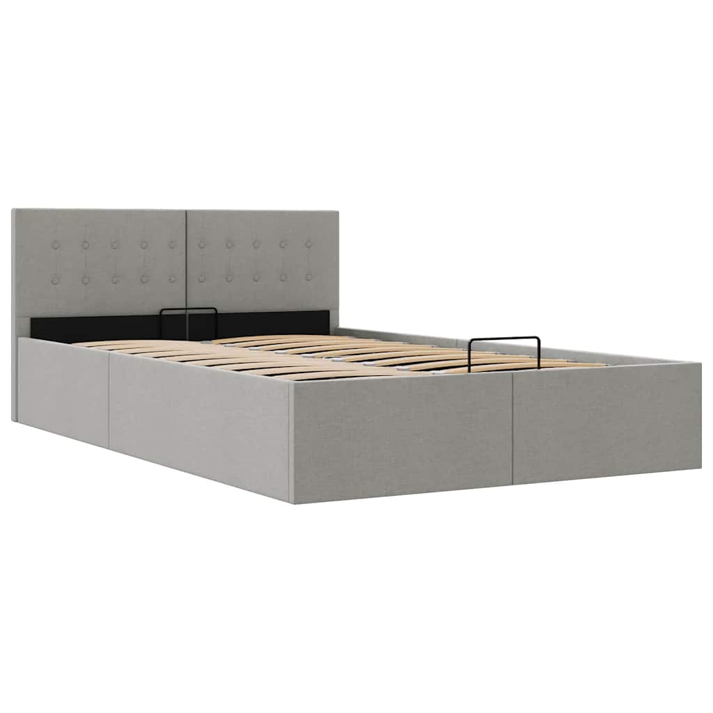 Cama hidráulica c/ arrumação 120x200cm tecido cinza-claro