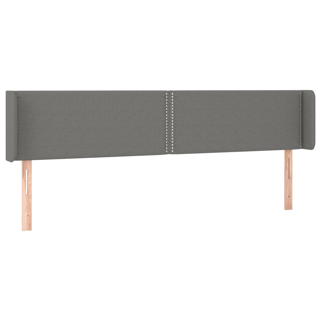 Cabeceira cama c/ luzes LED tecido 183x16x78/88cm cinza-escuro