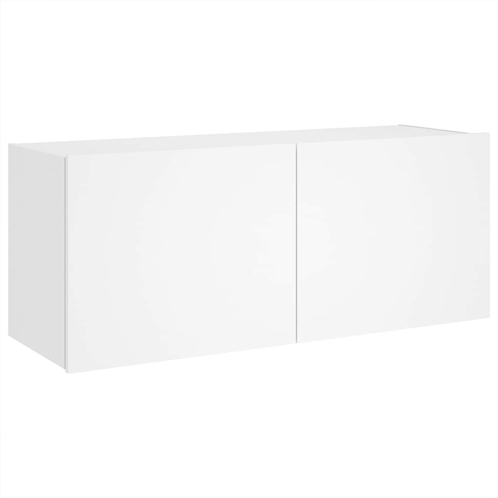 Móvel de parede para TV com luzes LED 100x35x41 cm branco