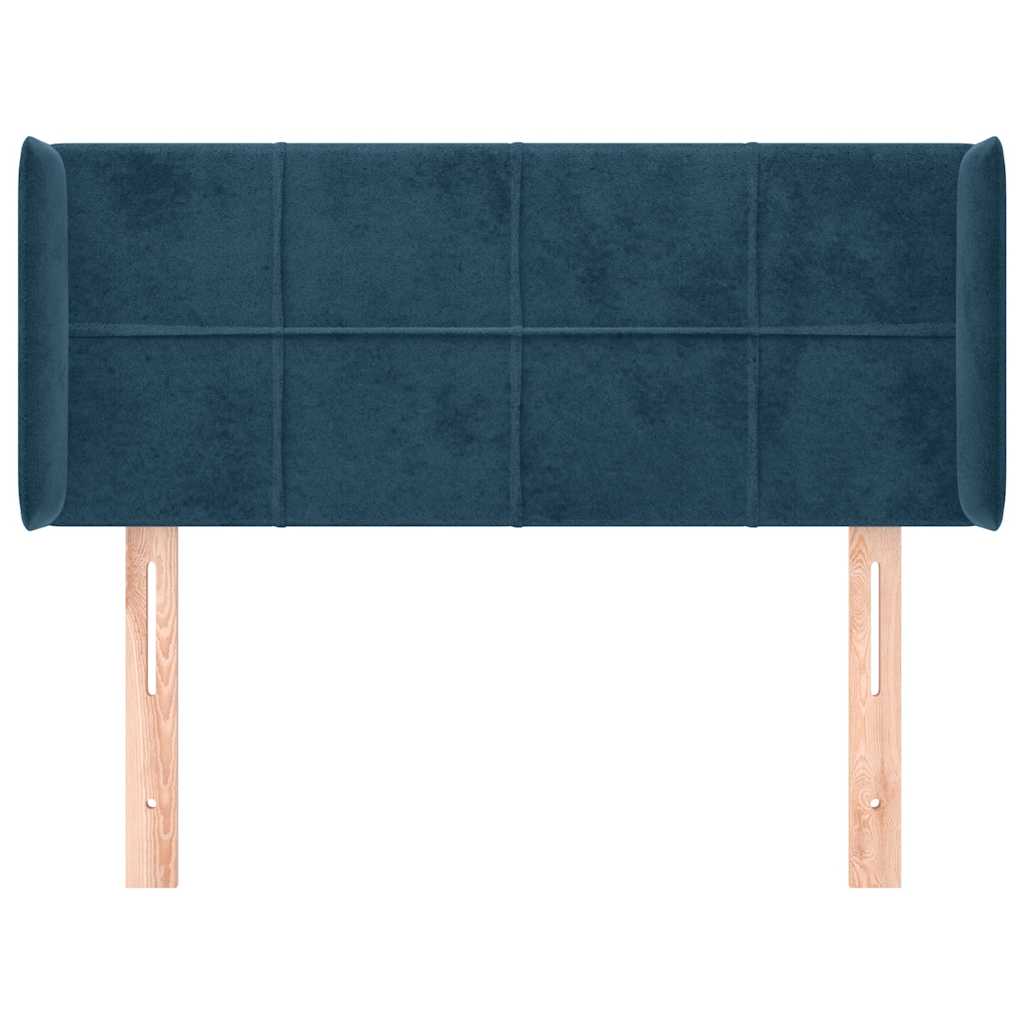 Cabeceira de cama c/ abas veludo 83x16x78/88 cm azul-escuro