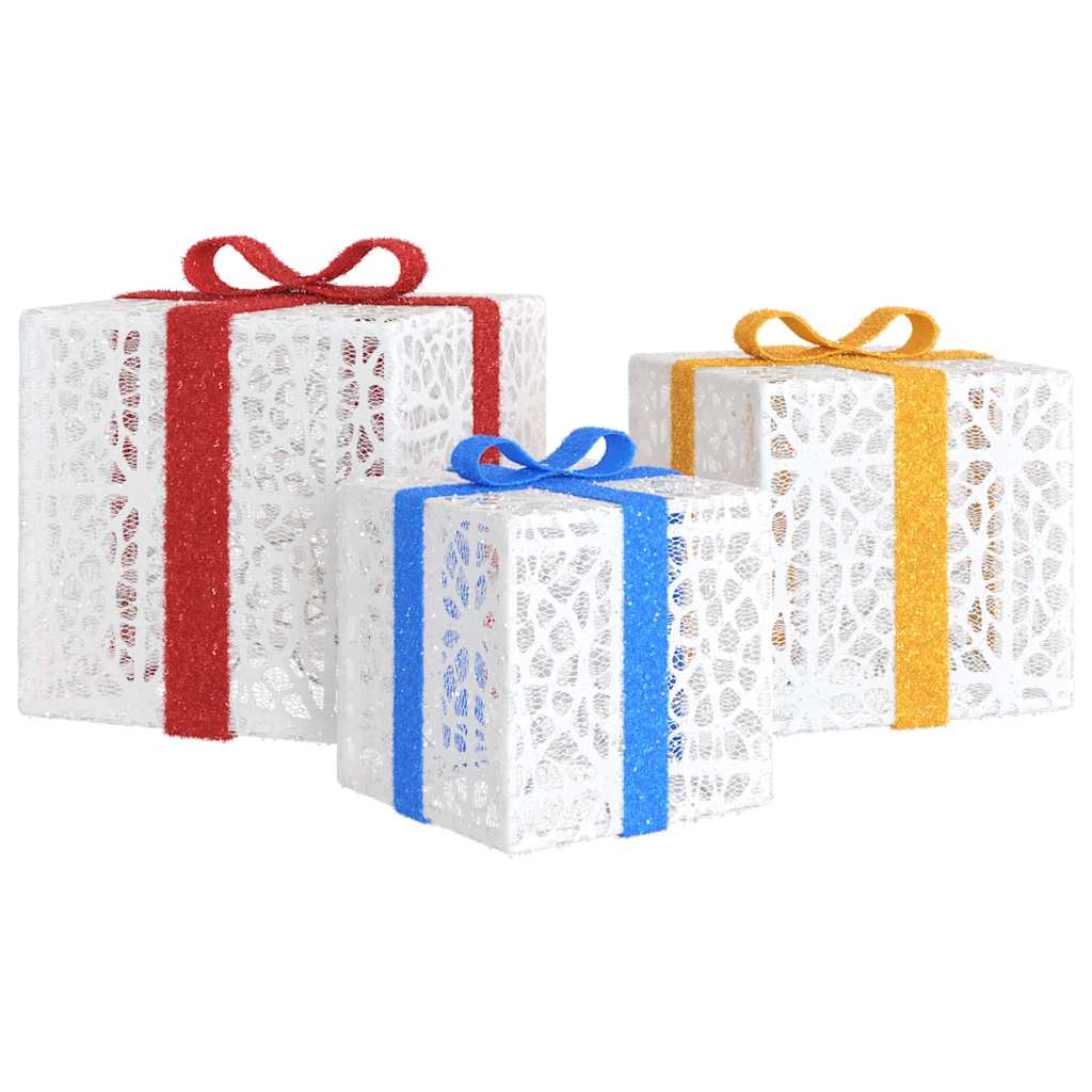 Presentes de natal iluminados 3 pcs 64 luzes LED branco quente