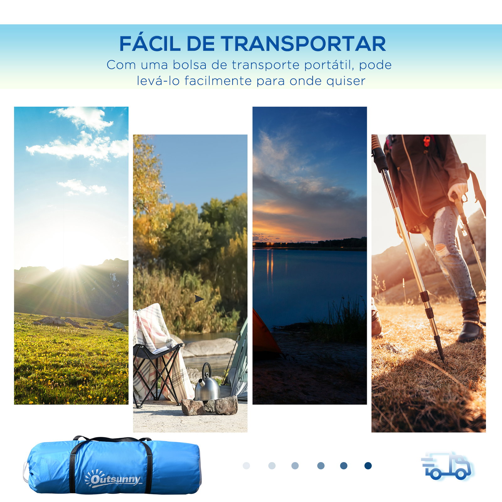 Tenda de campismo familiar para 4 pessoas tenda dobrável impermeável para praia parque 430x240x170 cm azul e branco
