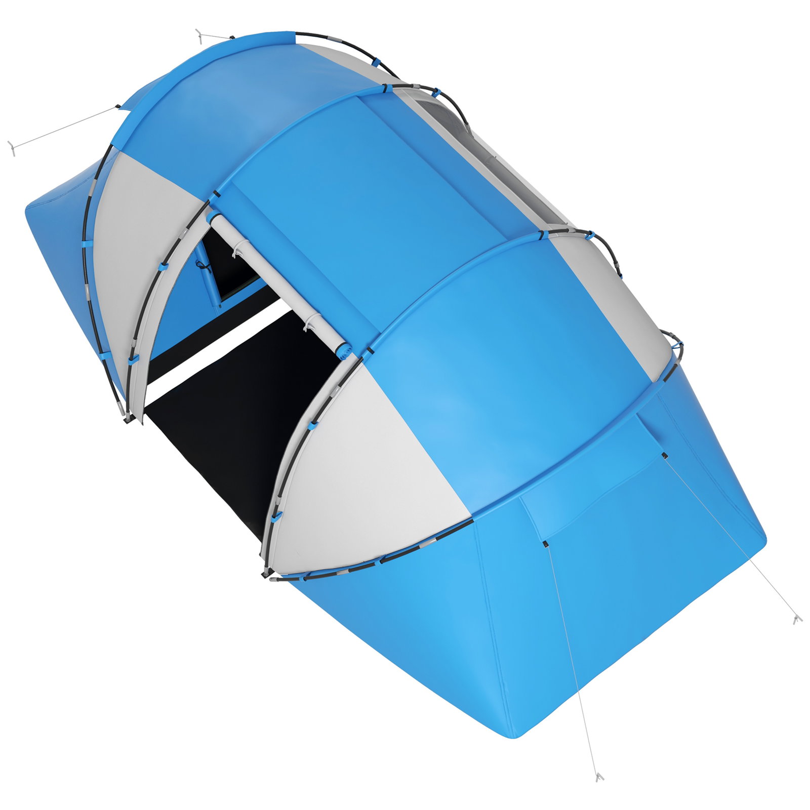Tenda de campismo familiar para 4 pessoas tenda dobrável impermeável para praia parque 430x240x170 cm azul e branco