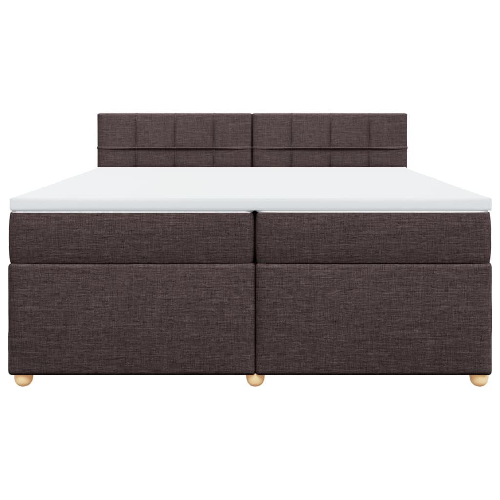 Cama com molas/colchão 200x200 cm tecido castanho-escuro