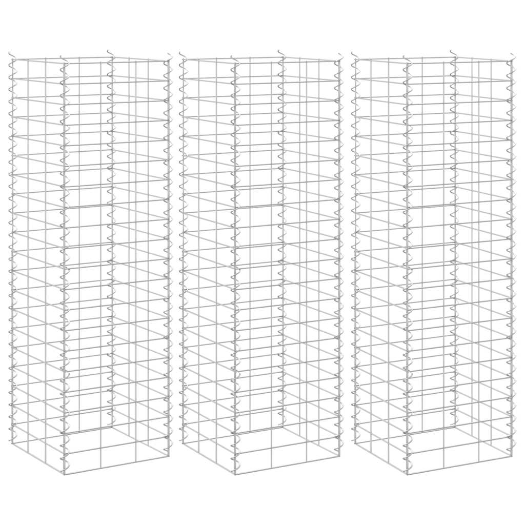 Canteiro/gabião elevado 3 pcs 30x30x100 cm ferro