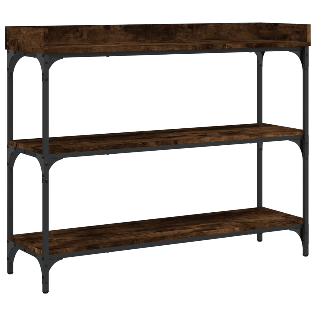 Mesa consola c/ prateleiras 100x30x80 cm carvalho fumado