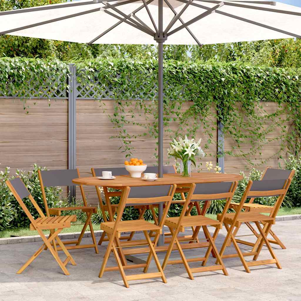 Cadeiras jardim dobráveis 8 pcs tecido/madeira maciça antracite