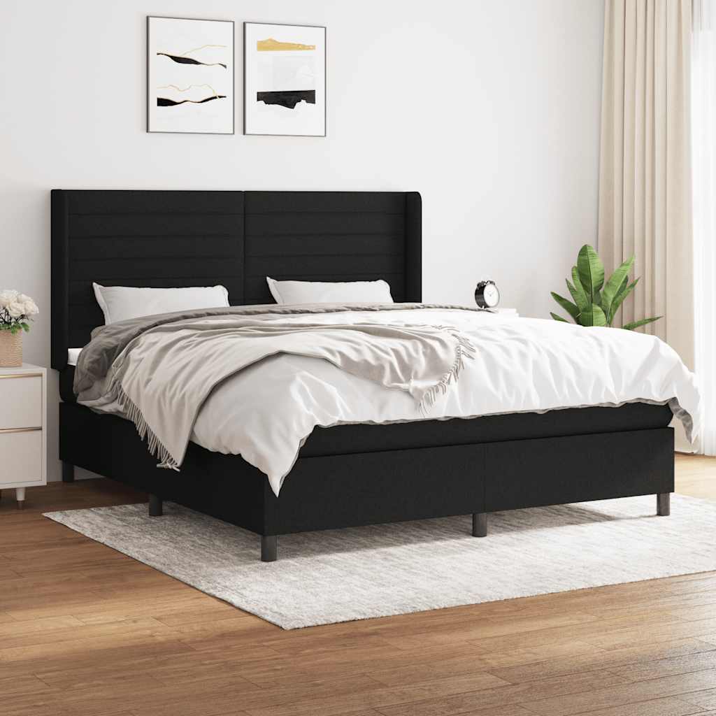 Cama com molas/colchão 180x200 cm tecido preto