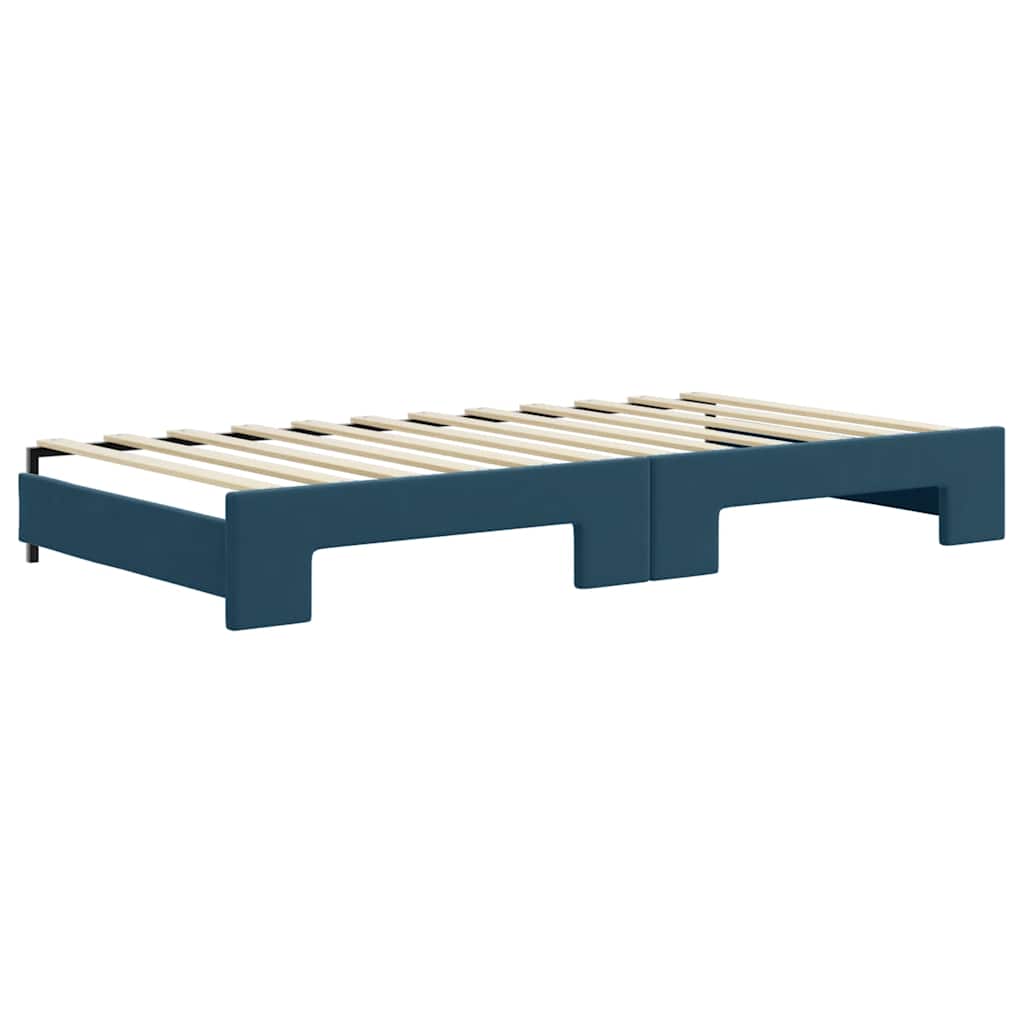 Sofá-cama com gavetão e gavetas 100x200 cm veludo azul
