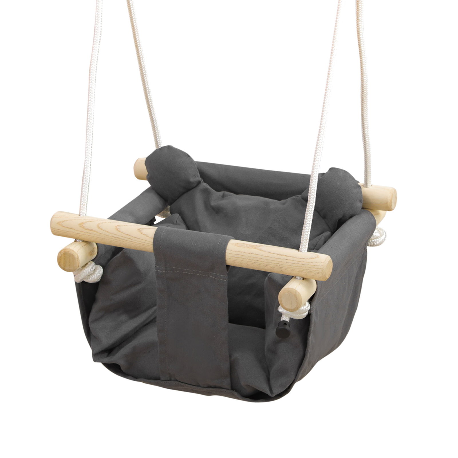 Baloiço para bebés de 9-36 meses com cordas ajustáveis e assento acolchoado 40x40x110-180 cm cinza escuro