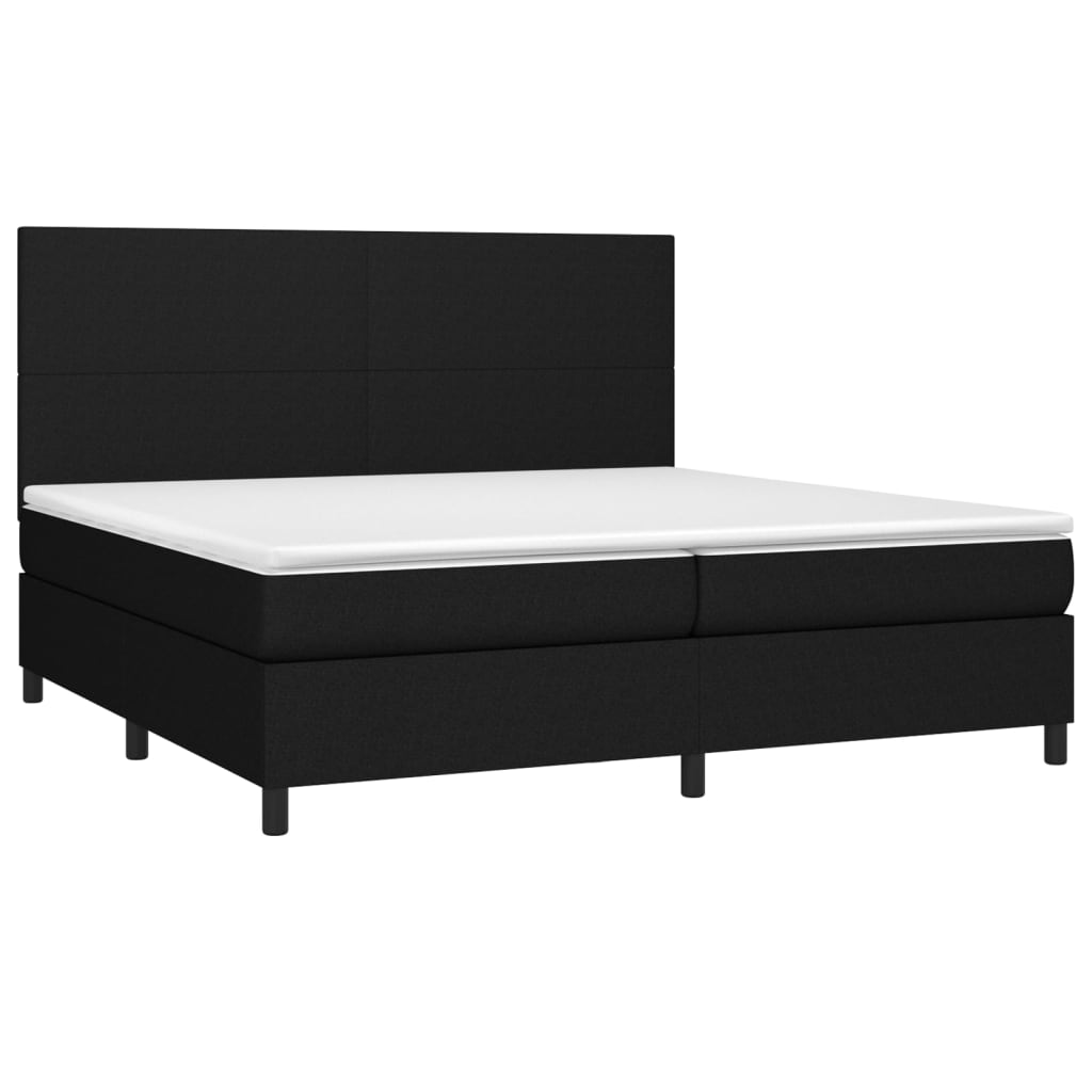 Cama com molas/colchão 200x200 cm tecido preto