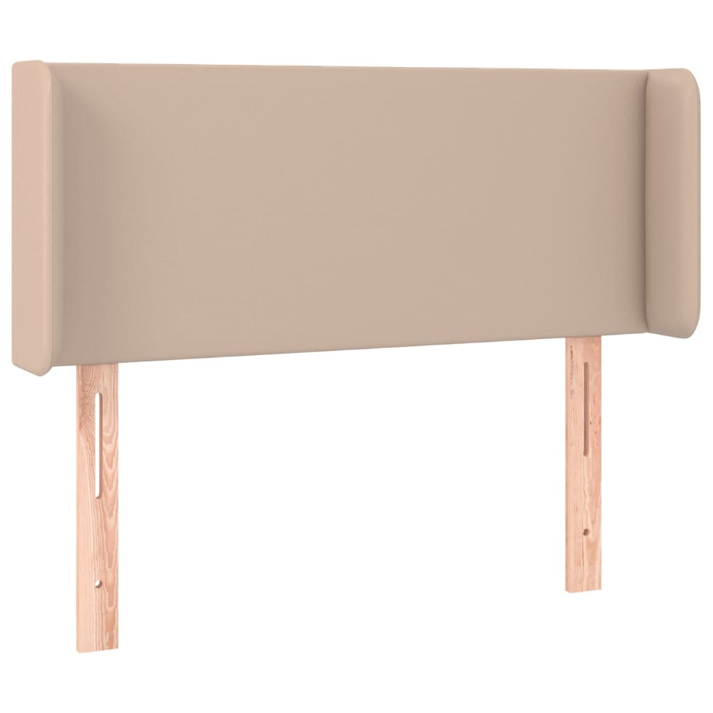 Cabeceira cama LED couro artificial 103x16x78/88 cm cappuccino
