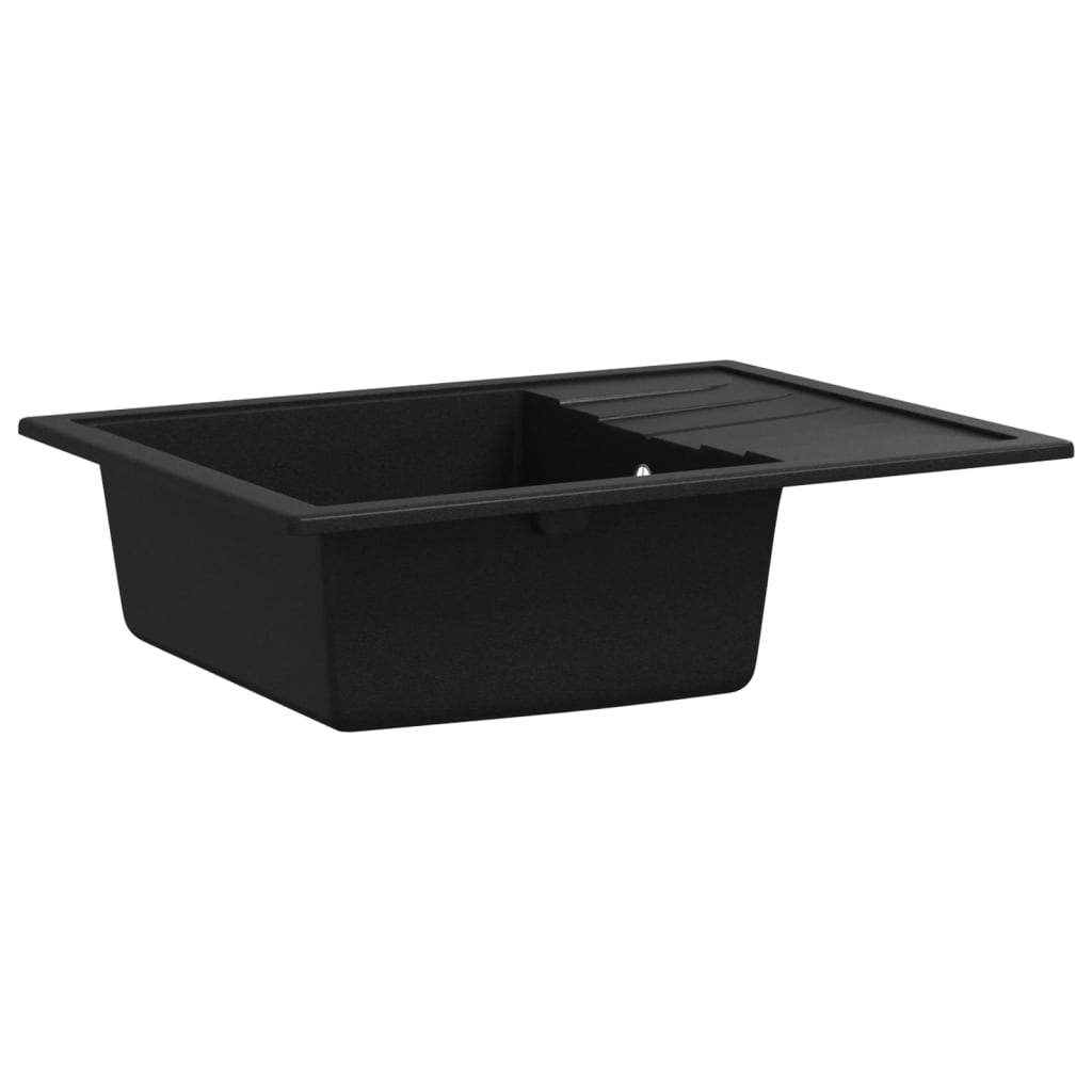 Lava-louça cozinha orifício extravasamento oval granito preto