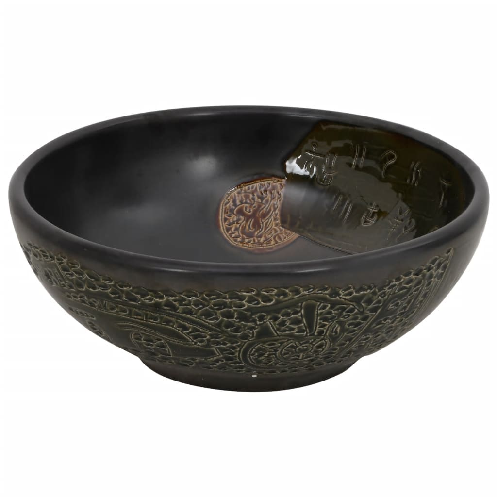 Lavatório de bancada redondo φ41x14 cm cerâmica preto