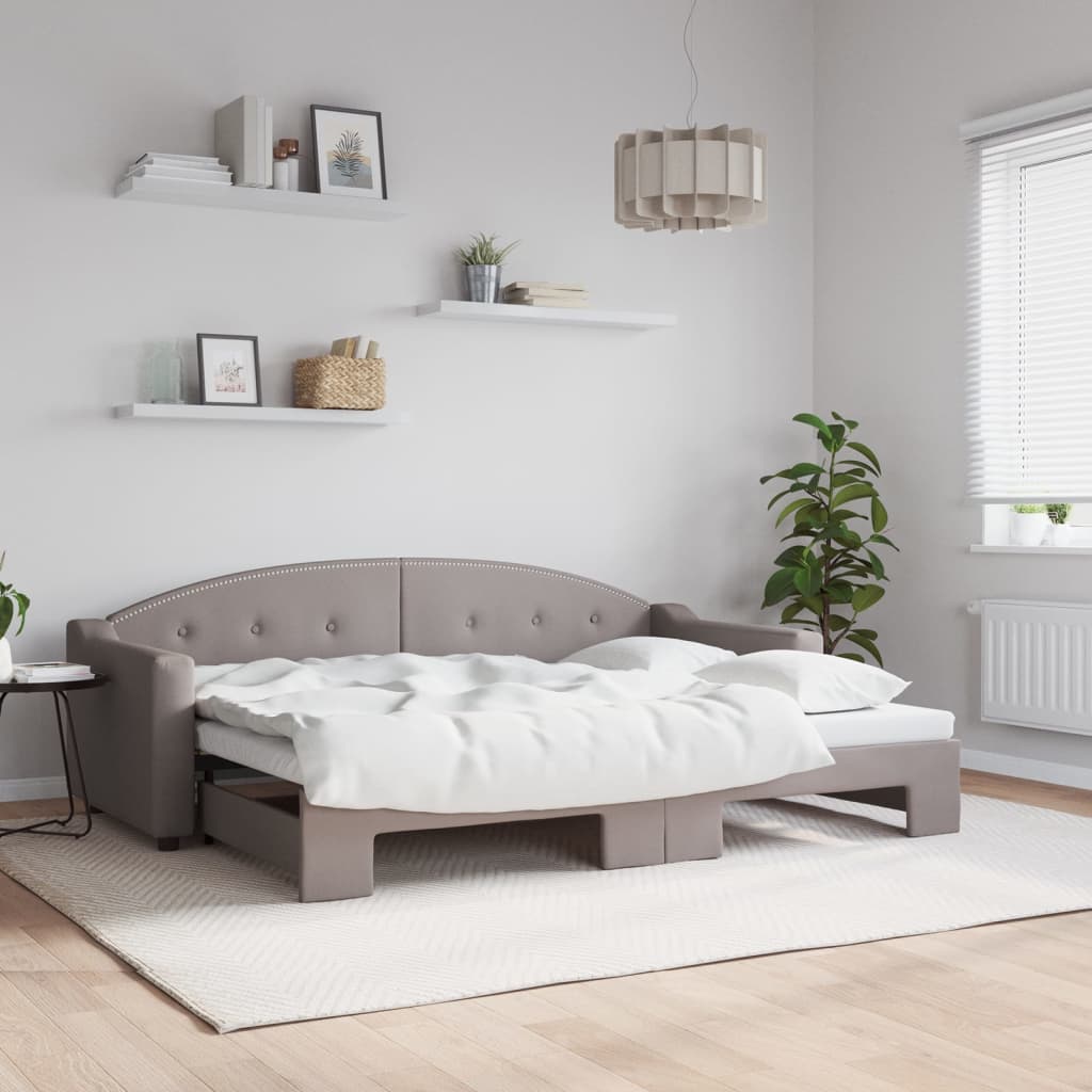 Sofá-cama com gavetão 80x200 cm tecido cinzento-acastanhado