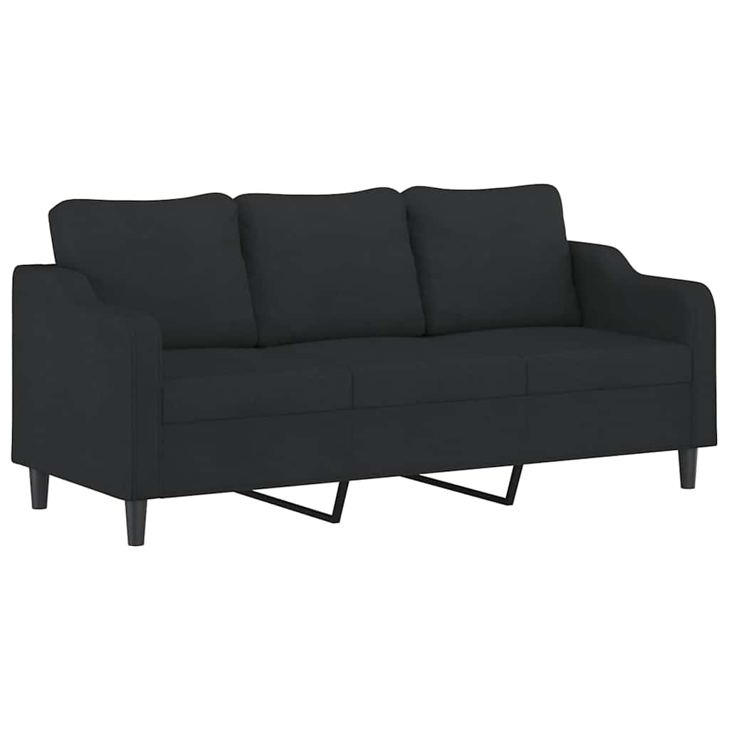 2 Pcs conjunto de sofás com almofadões tecido preto