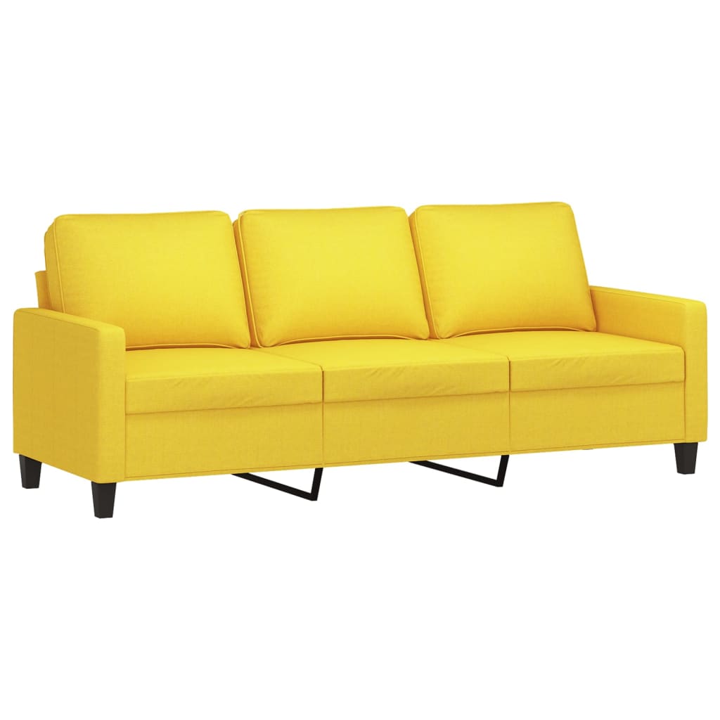 3 Pcs conjunto de sofás com almofadões tecido amarelo-claro